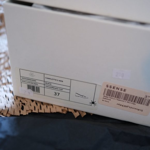 CHARLOTTE OLYMPIA Black Velvet Spider Web Flats (Size 37) - Picture 2 of 8